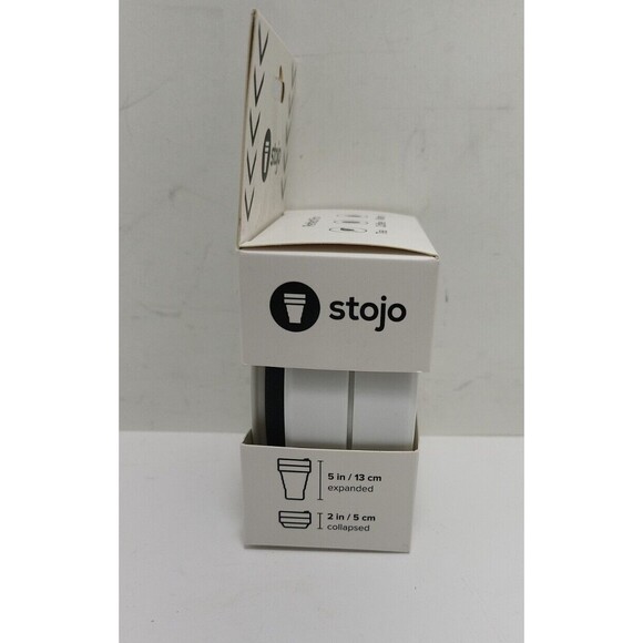 Stojo Collapsible Pocket Cup-Black/white-Eco Friendly-12oz-Comes With No Stray - Picture 4 of 5